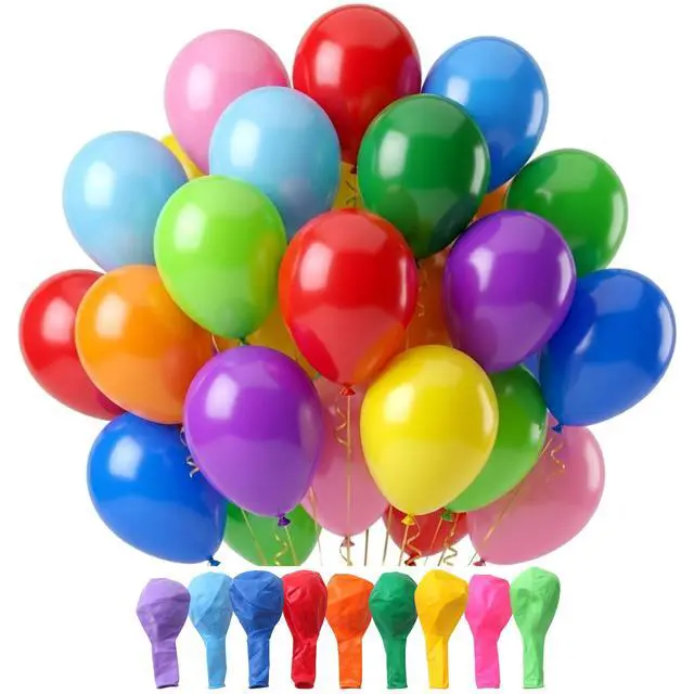 Main image of Balloons Assorted Colors, 12 Inch, 54 Pack | Mixed Color Latex Balloons for Birthday, Baby Shower, Kids Party, School Events & Celebration Decorations