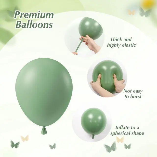 Alt view image 6 of 7 - 60pcs 12inch Sage Green Balloons with Sand White Gold Confetti Balloons | Boho Birthday, Wedding, Bridal Shower, Baby Shower, Engagement Party Decorations