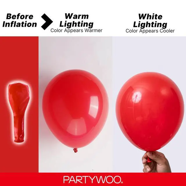 Alt view image 3 of 7 - Red Balloons 140pcs Different Sizes of 18 12 10 5 Inch | Balloons for Birthday Graduation Bachelorette Citizenship Anniversary Cherry Casino Theme Party Decorations Red-Y57