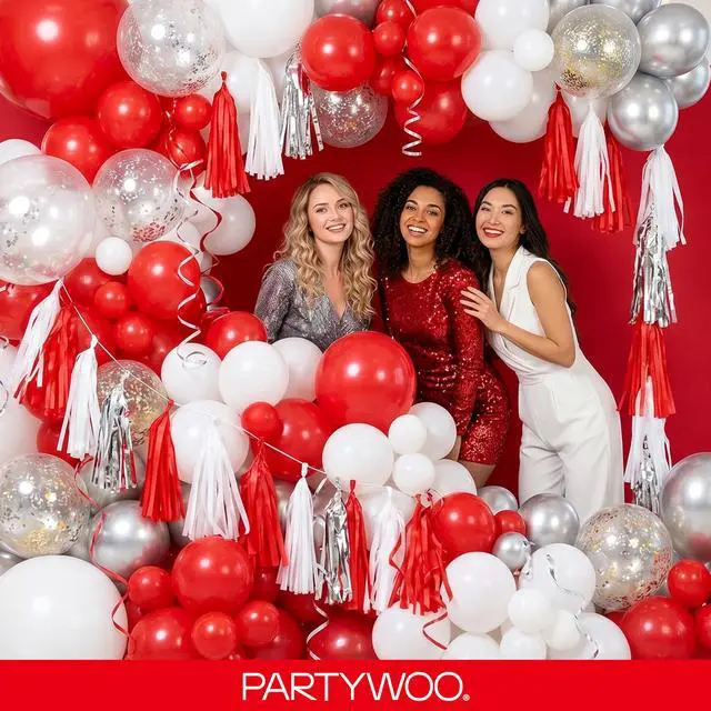 Alt view image 5 of 7 - Red Balloons 140pcs Different Sizes of 18 12 10 5 Inch | Balloons for Birthday Graduation Bachelorette Citizenship Anniversary Cherry Casino Theme Party Decorations Red-Y57