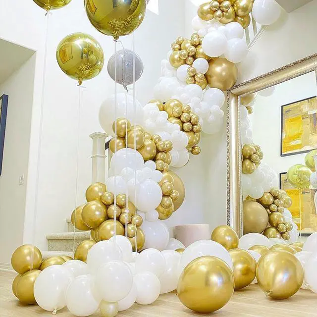 Alt view image 5 of 7 - Gold Balloons 50pcs Gold Latex Helium Balloons 12 Inch | Birthday Wedding Anniversary Baby Shower Graduation Bachelorette Retirement Party Decorations Gold-G101