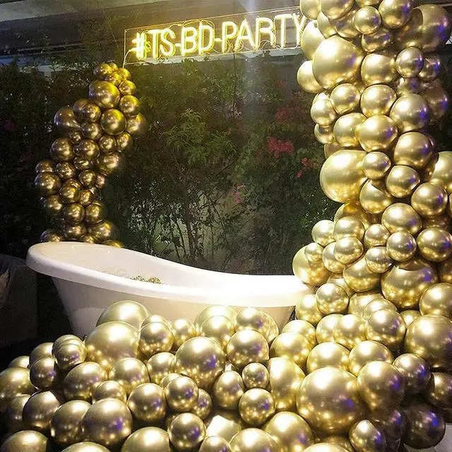 Alt view image 6 of 7 - Gold Balloons 50pcs Gold Latex Helium Balloons 12 Inch | Birthday Wedding Anniversary Baby Shower Graduation Bachelorette Retirement Party Decorations Gold-G101