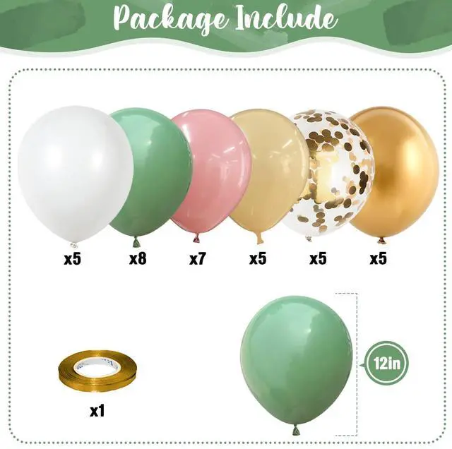 Alt view image 2 of 7 - Sage Green and Dusty Pink Balloons, Retro Pink Muted Green White Gold Baby in Bloom Balloons for Girls Women Floral Fairy Wildflower Camping Birthday Woodland Baby Shower Garden Tea Party Decorations