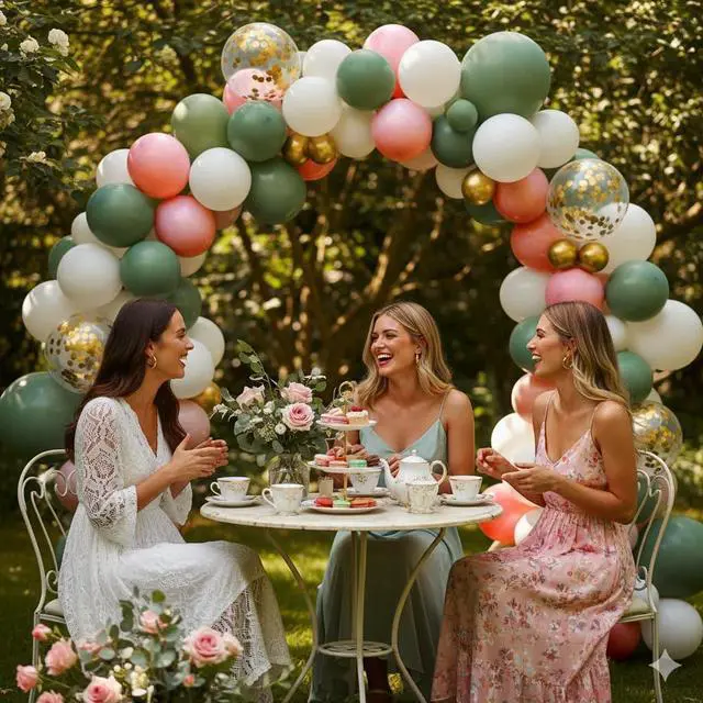 Alt view image 5 of 7 - Sage Green and Dusty Pink Balloons, Retro Pink Muted Green White Gold Baby in Bloom Balloons for Girls Women Floral Fairy Wildflower Camping Birthday Woodland Baby Shower Garden Tea Party Decorations