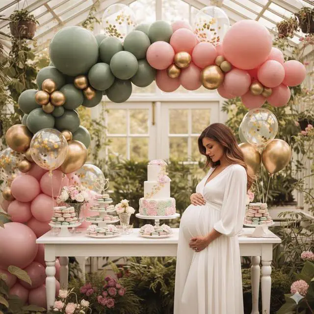 Alt view image 6 of 7 - Sage Green and Dusty Pink Balloons, Retro Pink Muted Green White Gold Baby in Bloom Balloons for Girls Women Floral Fairy Wildflower Camping Birthday Woodland Baby Shower Garden Tea Party Decorations