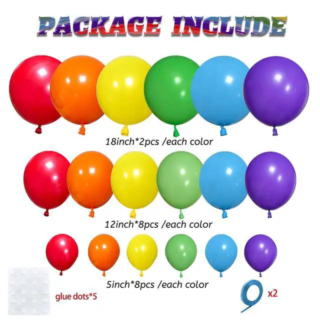 Alt view image 2 of 6 - Rainbow Balloon Arch Kit 111Pcs 18 12 5 Inch Latex Colorful Party Balloons Garland for Birthday Baby Shower Wedding Engagement Anniversary Christmas Party Decorations