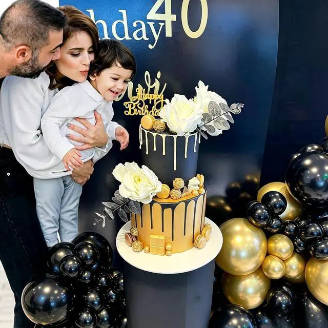 Alt view image 4 of 7 - Black and Gold Balloons, 50Pcs 12 Inch Black Gold Confetti Balloons with Ribbons for Birthday,Graduation,New Years,Wedding,Engagement Party Decorations