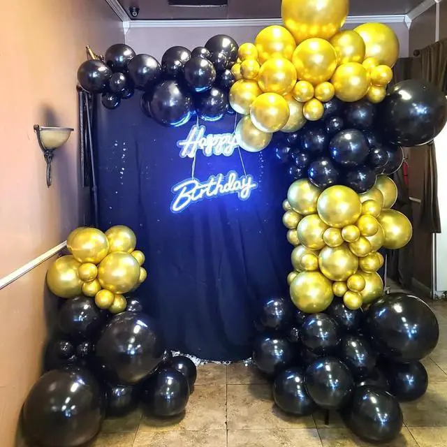 Alt view image 7 of 7 - Black and Gold Balloons, 50Pcs 12 Inch Black Gold Confetti Balloons with Ribbons for Birthday,Graduation,New Years,Wedding,Engagement Party Decorations