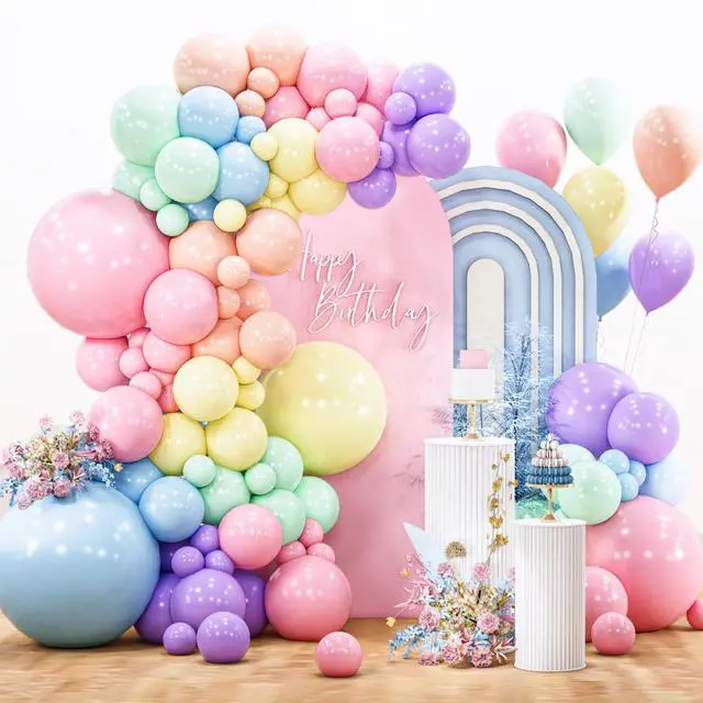 Main image of Pastel Balloon Arch Kit 142pcs Different Sizes of 18 12 10 5 Inch | Pastel Rainbow Balloons for Baby Shower Engagement Graduation Birthday Bridal Shower Wedding Party Decorations