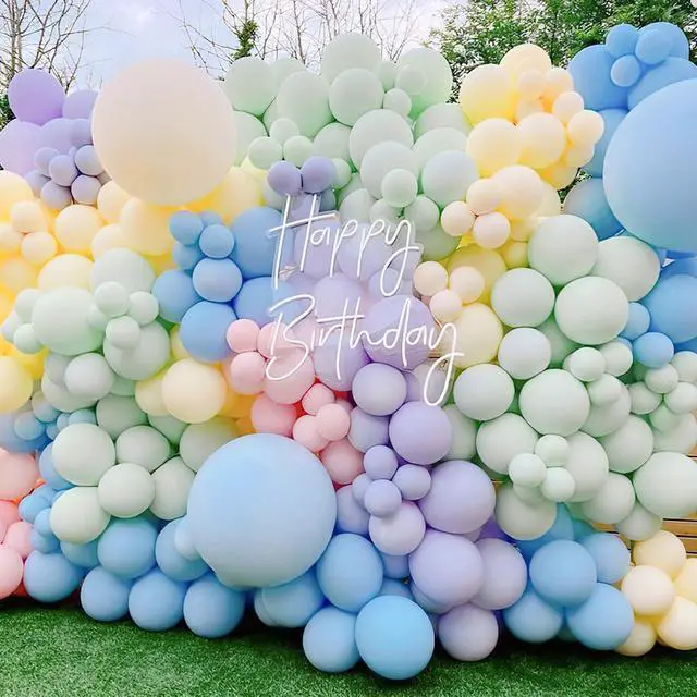 Alt view image 5 of 6 - Pastel Balloon Arch Kit 142pcs Different Sizes of 18 12 10 5 Inch | Pastel Rainbow Balloons for Baby Shower Engagement Graduation Birthday Bridal Shower Wedding Party Decorations