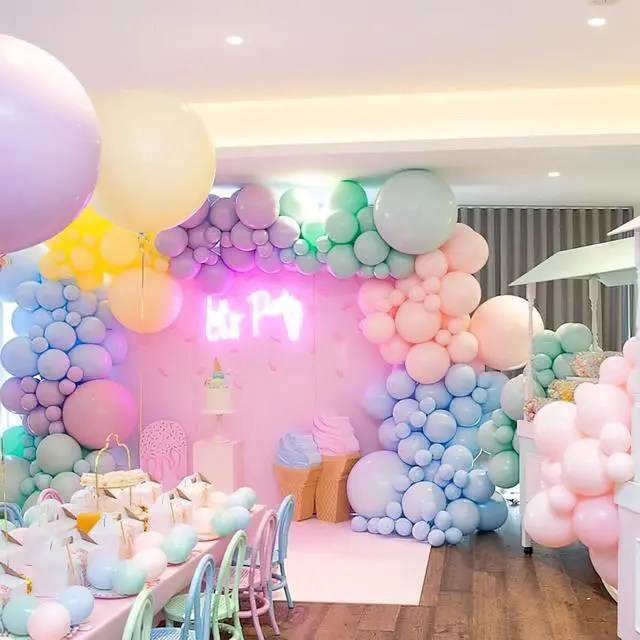 Alt view image 6 of 6 - Pastel Balloon Arch Kit 142pcs Different Sizes of 18 12 10 5 Inch | Pastel Rainbow Balloons for Baby Shower Engagement Graduation Birthday Bridal Shower Wedding Party Decorations