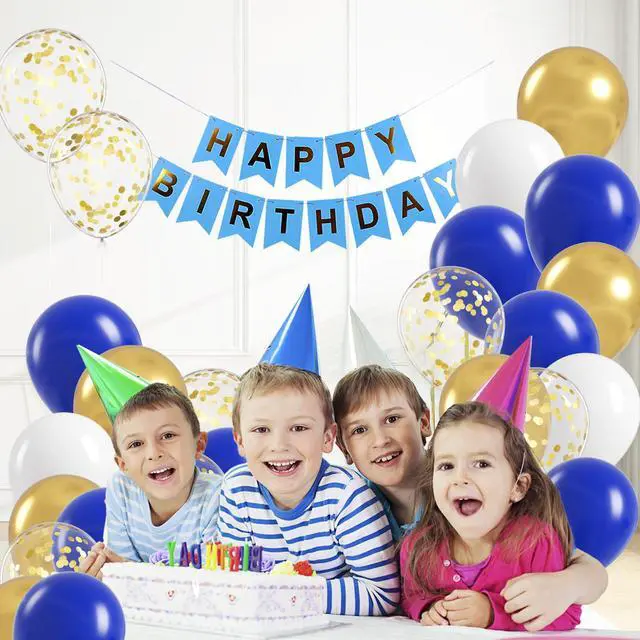 Alt view image 4 of 7 - 60pcs Royal Blue Gold White Balloons 12inch with Navy Blue Gold Balloons | Wedding, Graduation, Baby Shower, Birthday Decorations