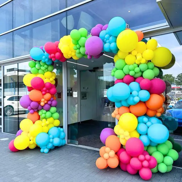 Alt view image 7 of 7 - 60PC Rainbow Balloons, Colorful Balloon for Birthday Party Decorations | 12 Inch Assorted Colors Hot Pink Yellow Orange Teal Blue Confetti Balloons for Baby Shower Back to School Fancy Party Supply