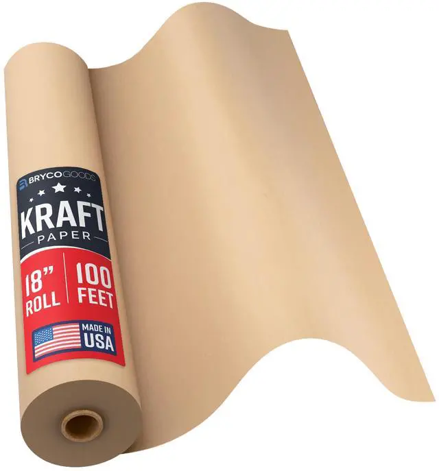Main image of 18" x 1200" Brown Kraft Packing Paper - USA Made - Versatile for Different Arts and Crafts Projects - Pin Up Your Work Or School Notes - Create Vision Board for Your Bedroom