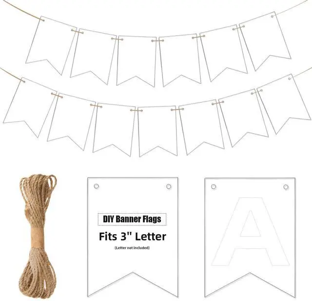 Main image of 120 pcs Paper Banner Flags Cutouts White Swallowtail Banners Cut-Outs DIY Blank Paper Banner Die Cuts with String for School Classroom Birthday Wedding Celebration Party Supplies, 3.74 x 5 in
