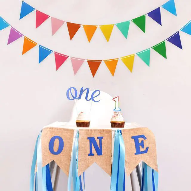 Alt view image 6 of 7 - Colorful Pennant Flags - 60pcs Multicolor Pennant Banner 82ft CardStock Paper Pennant Triangle Bunting Flag for Party Decoration Baby Shower Classroom Decor (Rainbow)
