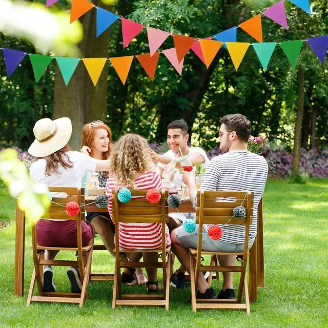 Alt view image 4 of 7 - Colorful Pennant Flags - 60pcs Multicolor Pennant Banner 82ft CardStock Paper Pennant Triangle Bunting Flag for Party Decoration Baby Shower Classroom Decor (Rainbow)