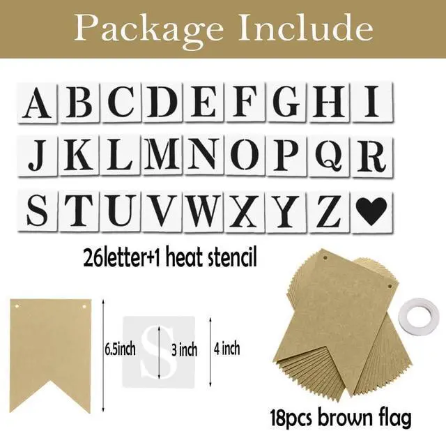 Alt view image 2 of 5 - DIY Brown Banner Set, Personalized Banner Party Decorations Supplies Custom Signs, Handwriting Banners Include 26 Letters Stencil