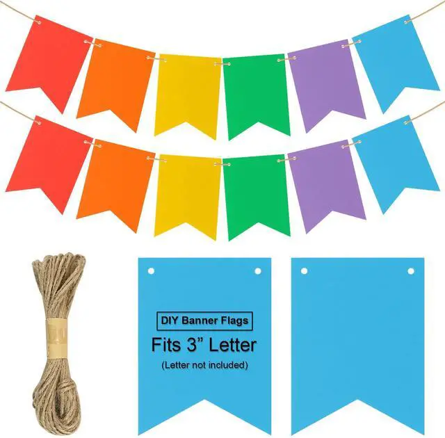 Main image of 120 pcs Paper Banner Flags Cutouts Colorful Swallowtail Banners | 3.74 x 5 in Blank Paper Banner Die Cuts with String for School Classroom Birthday Wedding Celebration Party Supplies