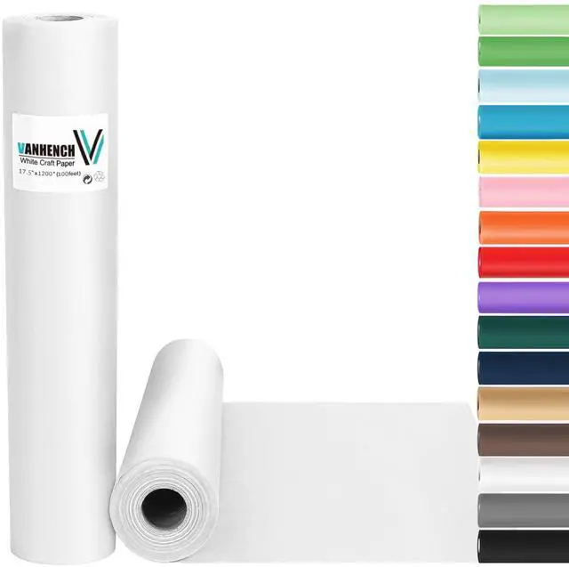 Main image of White Wrapping Paper Roll 17.5"x1200"(100') | For Easel Painting Drawing Banner Craft Kraft Bulletin Board Paper Kids Art, Chart Poster, Wedding Gift Wrap 80GSM 55LB