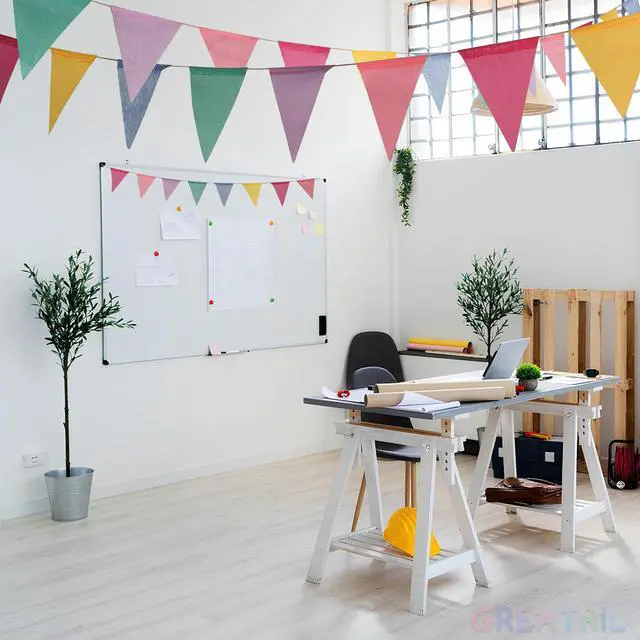 Alt view image 2 of 7 - Banner Flags Pastel - GREATRIL Colorful Triangle Banners for Birthday Easter Classroom School Carnival Garland Outdoor Burlap Bunting Party Decorations 4 Strings