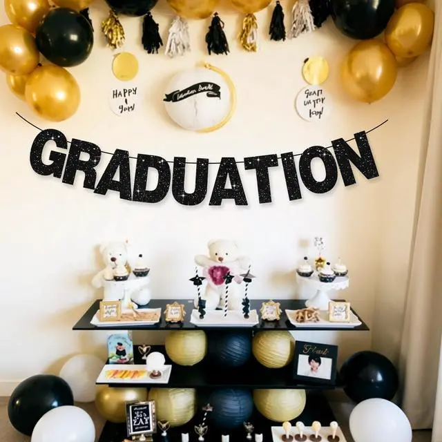Alt view image 5 of 6 - Glitter Black 116 PCS A-Z DIY Letter Custom Banner Party Decor | 111 Letters&Numbers,3 Rope,2 Threading Device,Personalized Party Banner Decorations,Birthday,Graduation,Wedding
