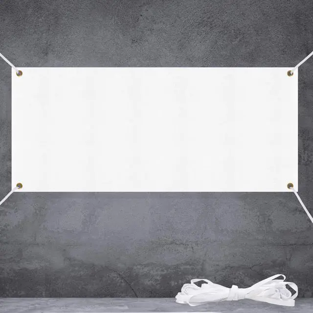 Main image of Large Banners and Signs, Vinyl Banner Blank 2x6 Ft, White Polyester Oxford Cloth Blank Banners, Sublimation DIY Banner with Rope for Indoor Wall Outdoor Business Office Party Supply