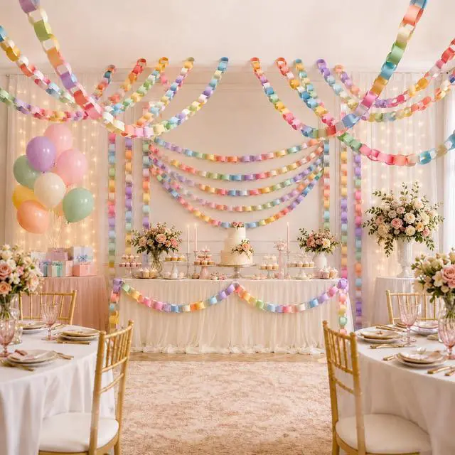 Main image of 600 Sheet Paper Chain Garland Strips, Macaron | Paper Garland for Birthday Wedding Party, Bright DIY Crafts with Double Tape, Easy Linking Kids Classroom Holiday Decor