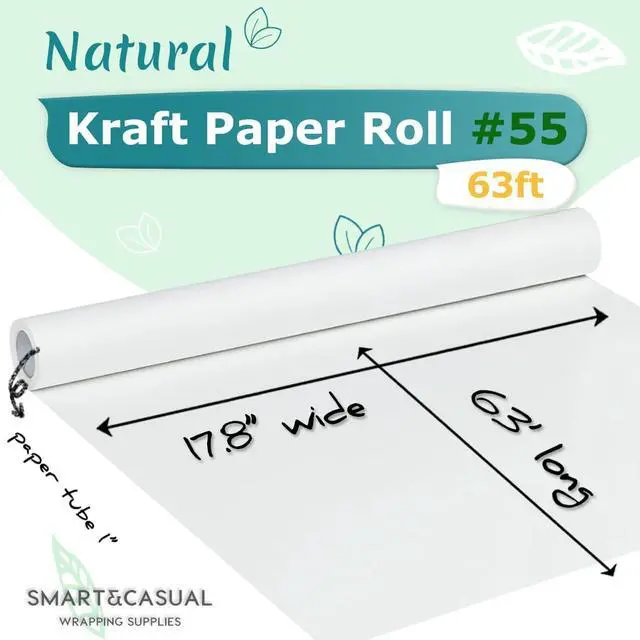 Alt view image 2 of 6 - Craft Paper Roll 17.8" x 760" Kraft Paper White Easel Paper Roll for Gift Wrapping Art Bulletin Board Paper Bouquet Flower Packing Painting Drawing Floor Covering Poster Chart Paper