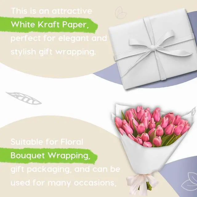 Alt view image 4 of 6 - 15" x 450" (37.5') Kraft Paper Roll for Art Craft Supplies Gift Wrapping Moving Packing Painting Drawing Paint Easel Poster Chart Paper (White, 15" W x 450" L (37.5'))