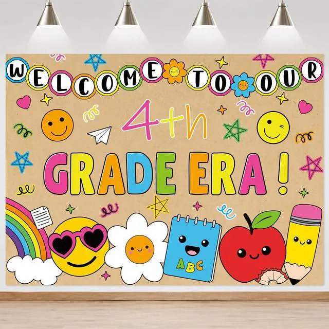 Main image of Colorful Kraft Paper Backdrop Banner Welcome to Our Era Photography Bullet Board Backdrop Classroom Wall Decoration Welcome to Our ERA Brown Paper Banner for Indoor Display Wall Signs Party Supplies