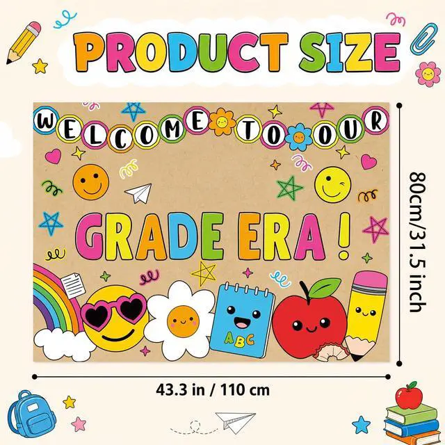 Alt view image 2 of 7 - Colorful Kraft Paper Backdrop Banner Welcome to Our Era Photography Bullet Board Backdrop Classroom Wall Decoration Welcome to Our ERA Brown Paper Banner for Indoor Display Wall Signs Party Supplies