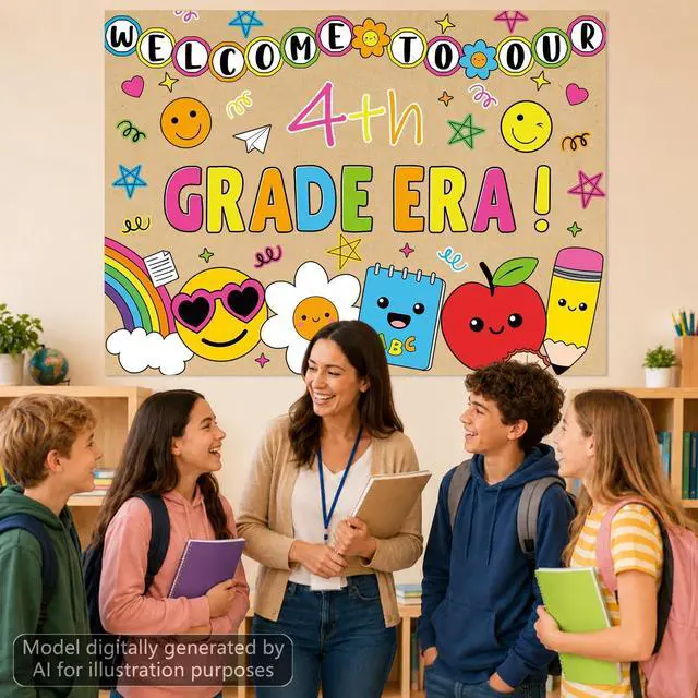 Alt view image 6 of 7 - Colorful Kraft Paper Backdrop Banner Welcome to Our Era Photography Bullet Board Backdrop Classroom Wall Decoration Welcome to Our ERA Brown Paper Banner for Indoor Display Wall Signs Party Supplies