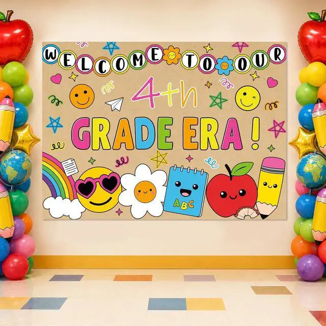 Alt view image 7 of 7 - Colorful Kraft Paper Backdrop Banner Welcome to Our Era Photography Bullet Board Backdrop Classroom Wall Decoration Welcome to Our ERA Brown Paper Banner for Indoor Display Wall Signs Party Supplies