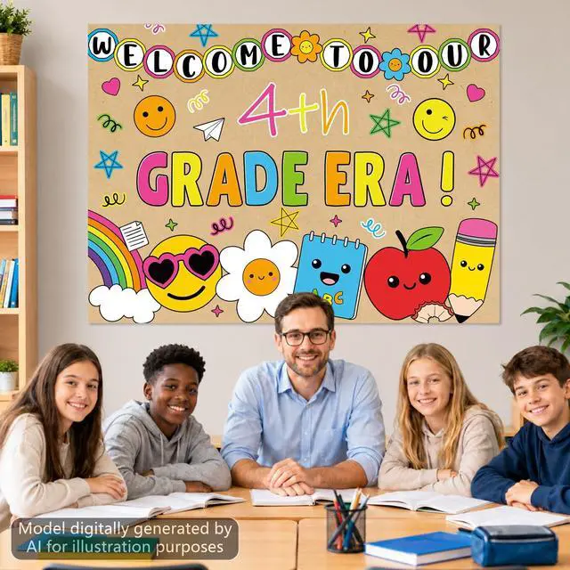Alt view image 4 of 7 - Colorful Kraft Paper Backdrop Banner Welcome to Our Era Photography Bullet Board Backdrop Classroom Wall Decoration Welcome to Our ERA Brown Paper Banner for Indoor Display Wall Signs Party Supplies