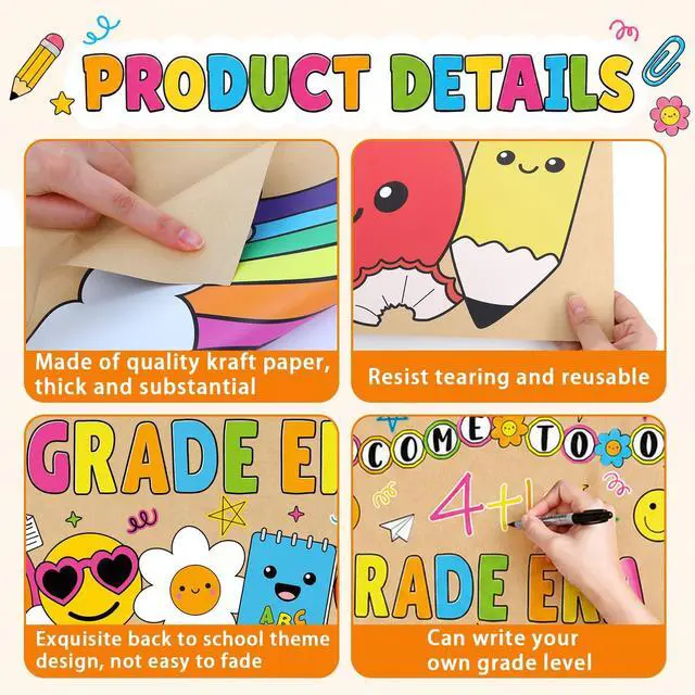 Alt view image 3 of 7 - Colorful Kraft Paper Backdrop Banner Welcome to Our Era Photography Bullet Board Backdrop Classroom Wall Decoration Welcome to Our ERA Brown Paper Banner for Indoor Display Wall Signs Party Supplies