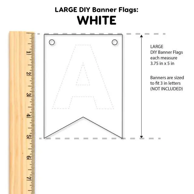 Alt view image 3 of 7 - Large Pennant Banner Flags, White, 80 Piece, Classroom Decor | 3.75 x 5 inches, US-made cardstock, 2-sided, pre-punched holes, party & classroom decorations