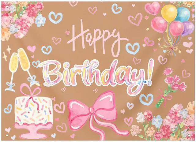 Main image of 3x4 ft Pink Flower Backdrop, Pink Bow Kraft Paper Banner Girls | Painted Decoration for 1st Birthday Photo Props, Faux Kraft Backdrop, Pink Bow Gingham, Just Wanna Be ONE Theme Banner