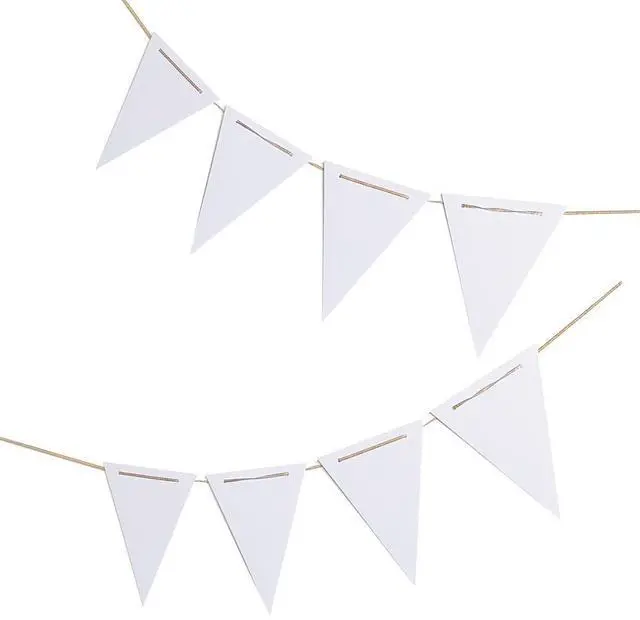 Main image of White Pennant Banner,White Vintage Double Sided Triangle Flagfor Party Decoration,Pack of 30pcs Triangle Flag