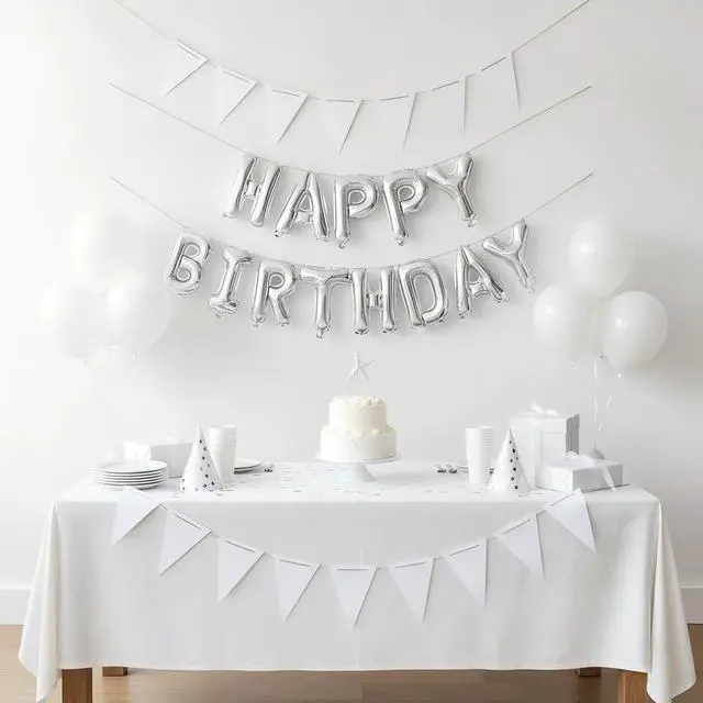 Alt view image 4 of 5 - White Pennant Banner,White Vintage Double Sided Triangle Flagfor Party Decoration,Pack of 30pcs Triangle Flag