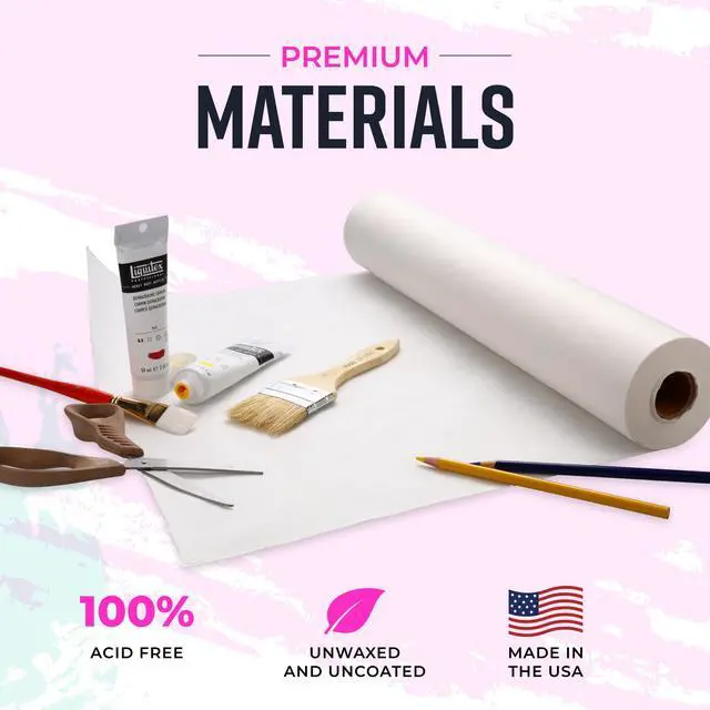 Alt view image 2 of 7 - 18x1200 (100) White Wrapping Paper Kraft Paper Roll for Painting, Drawing, Banner, Bulletin Board, Easel Use, Floor Covering, Packaging, Shipping, Arts & Crafts Made in USA