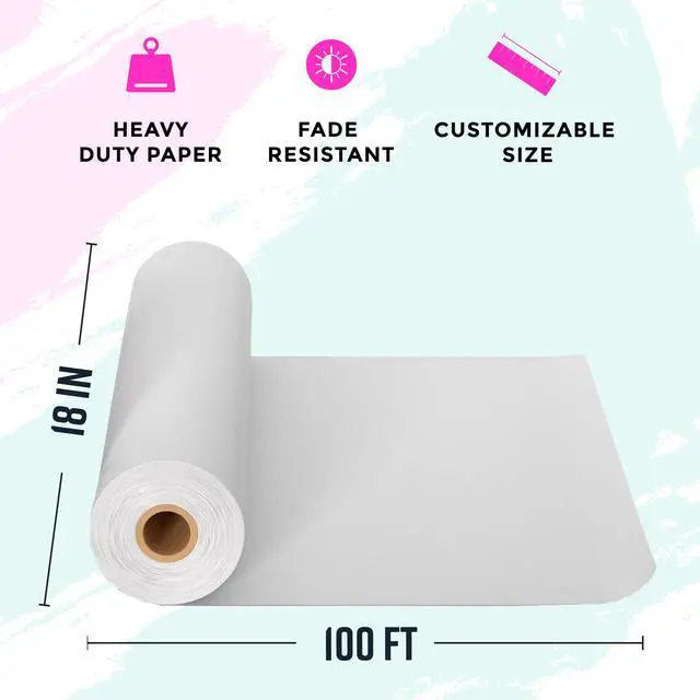 Alt view image 3 of 7 - 18x1200 (100) White Wrapping Paper Kraft Paper Roll for Painting, Drawing, Banner, Bulletin Board, Easel Use, Floor Covering, Packaging, Shipping, Arts & Crafts Made in USA