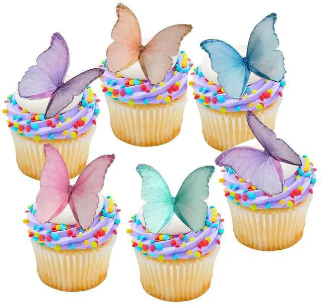 Main image of 48Pcs Edible Butterflies for Cake Decorating Wafer Paper Butterfly Cupcake Toppers Edible Cake Toppers for Wedding Birthday Party Cupcakes Decorations(Mix Color)