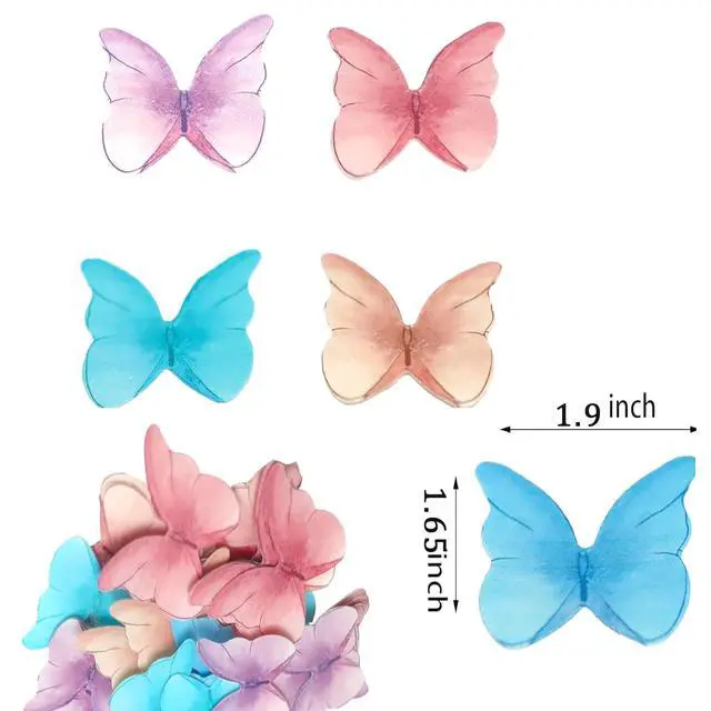Alt view image 2 of 7 - 48Pcs Edible Butterflies for Cake Decorating Wafer Paper Butterfly Cupcake Toppers Edible Cake Toppers for Wedding Birthday Party Cupcakes Decorations(Mix Color)