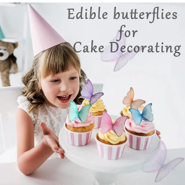 Alt view image 3 of 7 - 48Pcs Edible Butterflies for Cake Decorating Wafer Paper Butterfly Cupcake Toppers Edible Cake Toppers for Wedding Birthday Party Cupcakes Decorations(Mix Color)