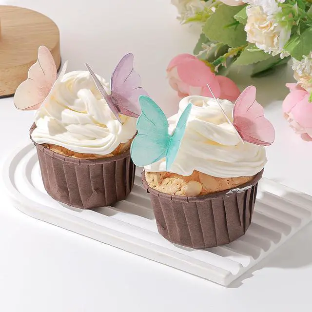 Alt view image 4 of 7 - 48Pcs Edible Butterflies for Cake Decorating Wafer Paper Butterfly Cupcake Toppers Edible Cake Toppers for Wedding Birthday Party Cupcakes Decorations(Mix Color)