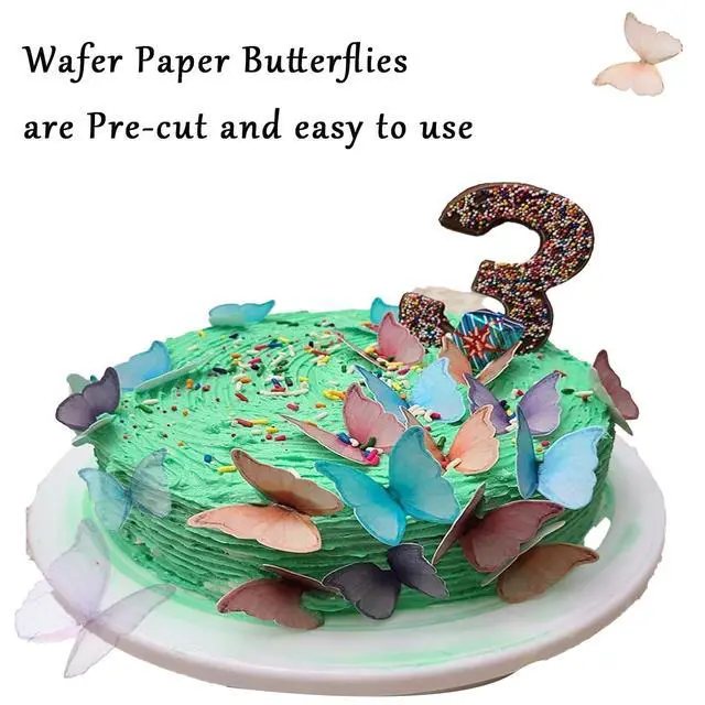 Alt view image 6 of 7 - 48Pcs Edible Butterflies for Cake Decorating Wafer Paper Butterfly Cupcake Toppers Edible Cake Toppers for Wedding Birthday Party Cupcakes Decorations(Mix Color)