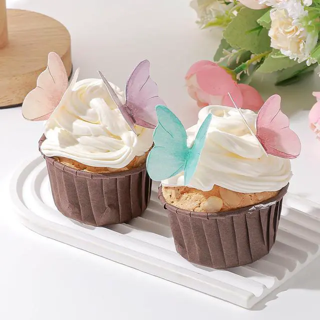 Alt view image 7 of 7 - 48Pcs Edible Butterflies for Cake Decorating Wafer Paper Butterfly Cupcake Toppers Edible Cake Toppers for Wedding Birthday Party Cupcakes Decorations(Mix Color)