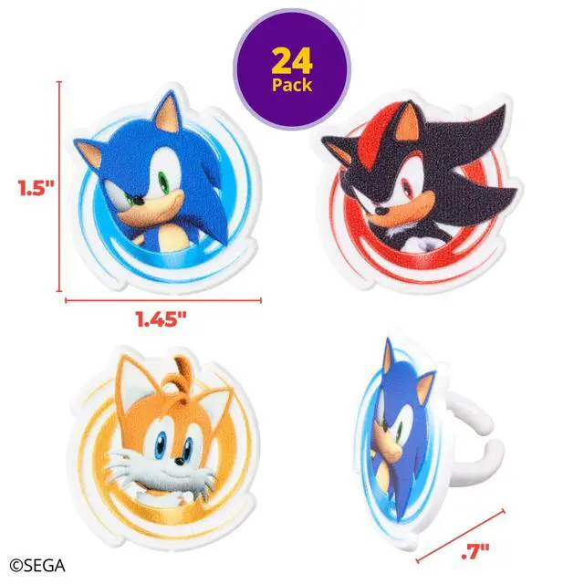 Alt view image 4 of 7 - Sonic the Hedgehog Rings, Cupcake Decorations Featuring Sonic, Tails, and Shadow - 24 Pack