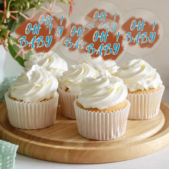 Alt view image 5 of 7 - 50Pcs 2 Inch Round Clear Acrylic Blank Cupcake Toppers With Sticks | DIY Mini Clear Circle Cupcake Picks Topper, Birthday Wedding Party Decor, Need To Peel Protective Film Off Before Use